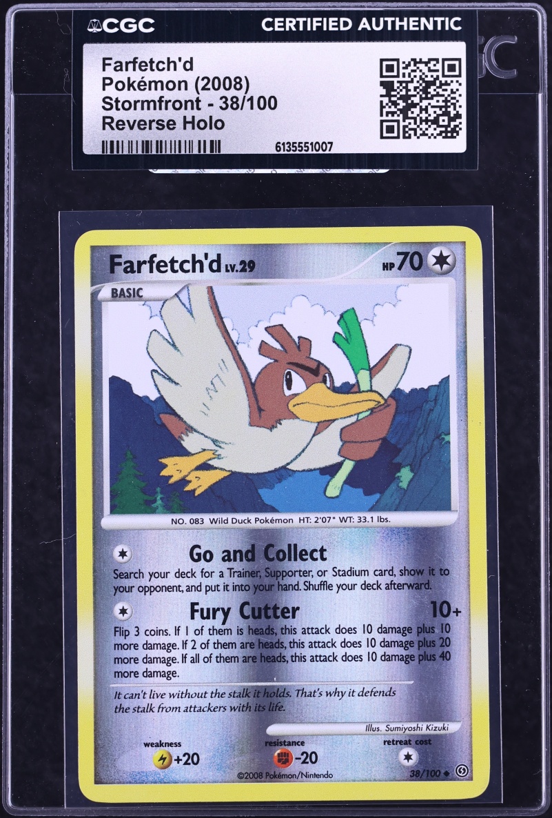 2008 Pokemon Diamond & Pearl Stormfront Reverse Holo Farfetch'd #38 CGC AUTH