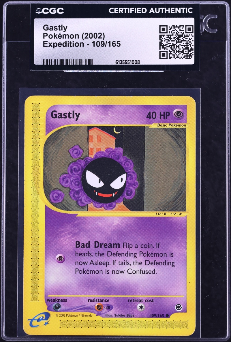 2002 Pokemon Expedition Gastly #109 CGC AUTH