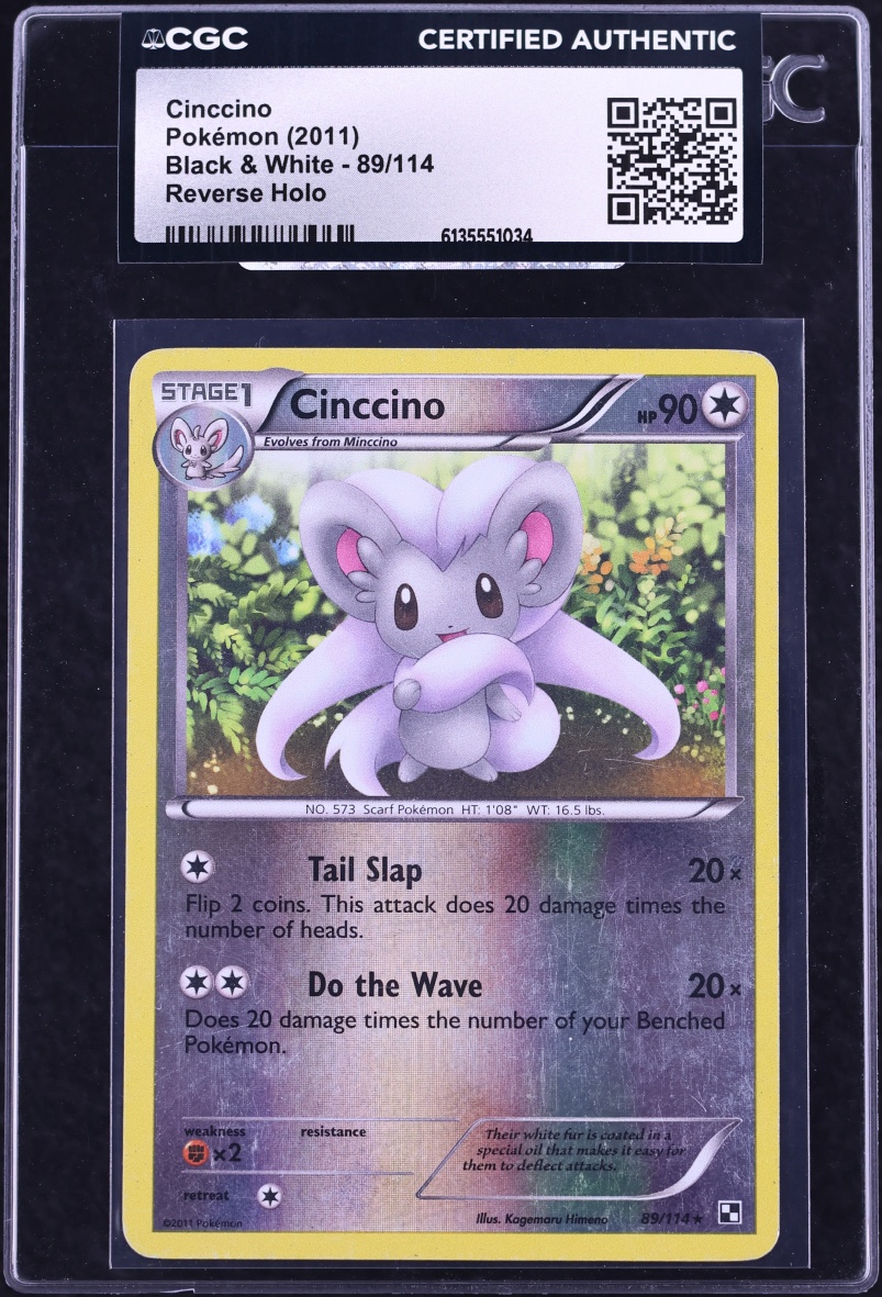 2011 Pokemon Black & White Reverse Holo Cinccino #89 CGC AUTH