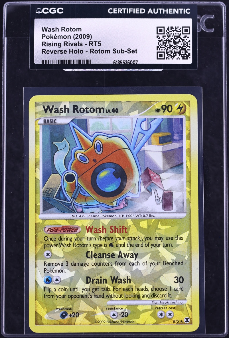 2009 Pokemon Platinum Rising Rivals Sub-Set Reverse Holo Wash Rotom #RT5 CGC AUTH