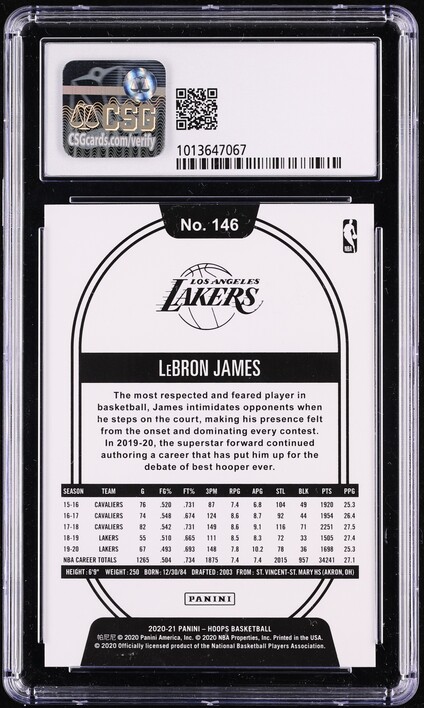 2020 Hoops LeBron James #146 CSG 9.5 GEM MINT