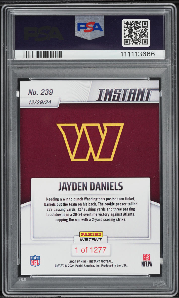 2024 Panini Instant NFL Jayden Daniels ROOKIE /1277 #239 PSA 9 MINT