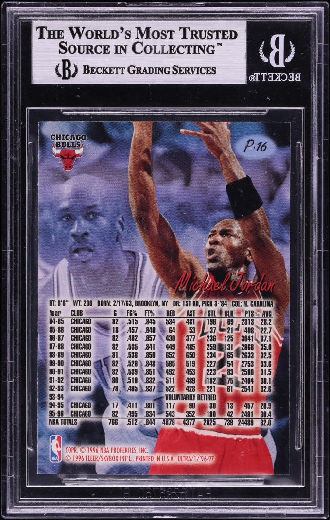 1996 Ultra Platinum Medallion Michael Jordan #P16 BGS 9 MINT