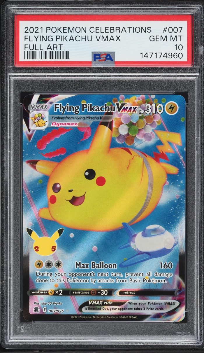 2021 Pokemon Sword & Shield Celebrations Full Art Flying Pikachu VMAX #7 PSA 10 GEM MINT
