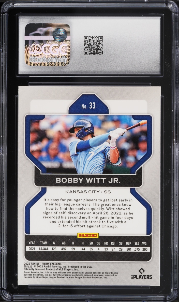 2022 Panini Prizm Bobby Witt Jr. ROOKIE #33 CGC 9 MINT