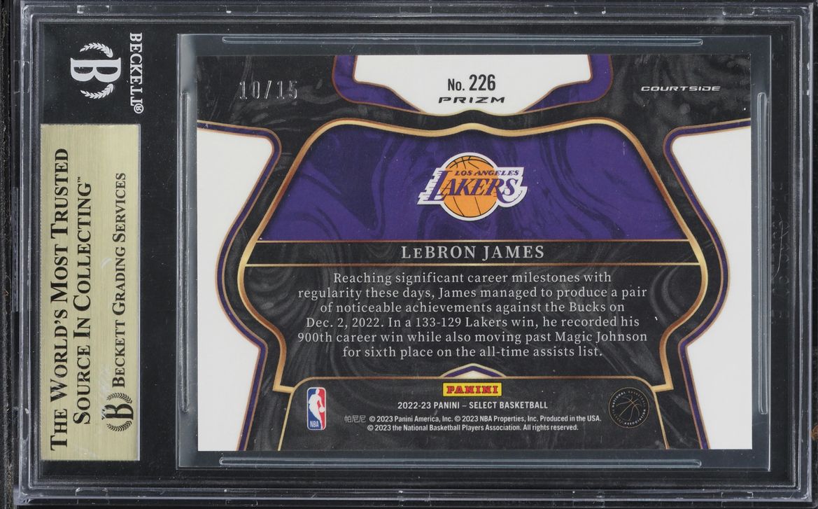 2022 Select Courtside Prizm Neon Orange Pulsar FOTL LeBron James /15 BGS 9.5 GEM