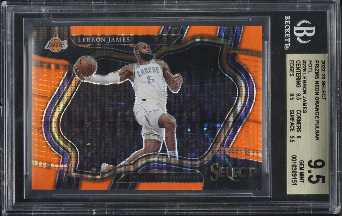 2022 Select Courtside Prizm Neon Orange Pulsar FOTL LeBron James /15 BGS 9.5 GEM