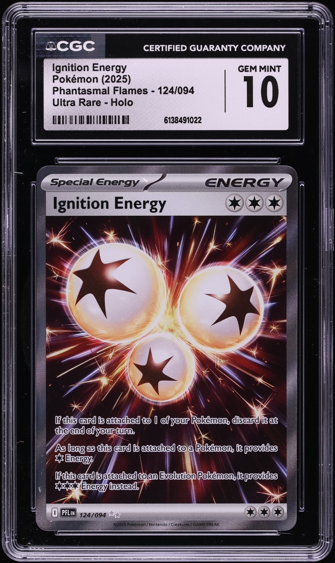 2025 Pokemon Mega Evolution Phantasmal Flames Full Art Ignition Energy #124 CGC 10 GEM MINT