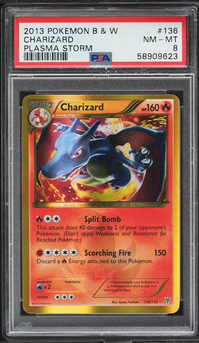 2012 Pokemon Black & White Plasma Storm Secret Rare Charizard #136 PSA 8 NM-MT