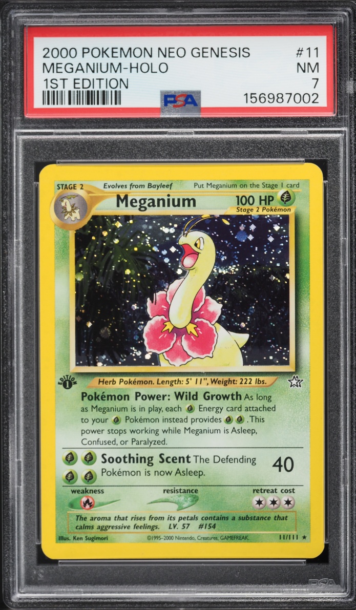 2000 Pokemon Neo Genesis 1st Edition Holo Meganium #11 PSA 7 NRMT