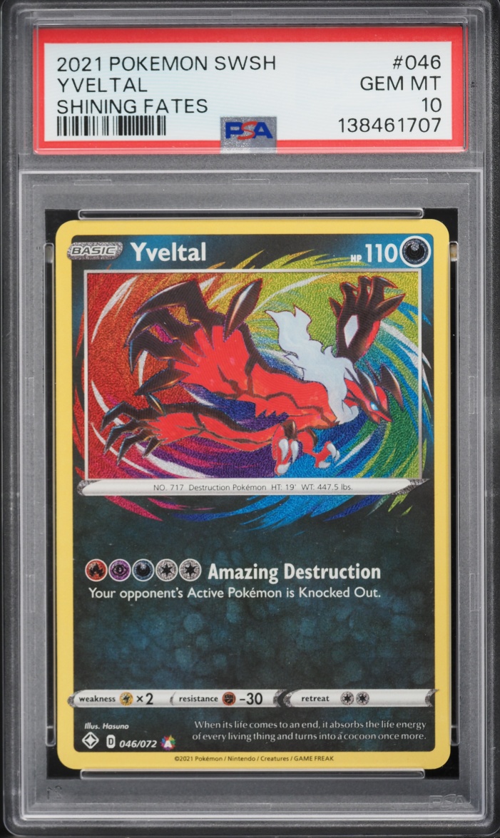 2021 Pokemon Sword & Shield Shining Fates Amazing Rare Yveltal #46 PSA 10 GEM MINT