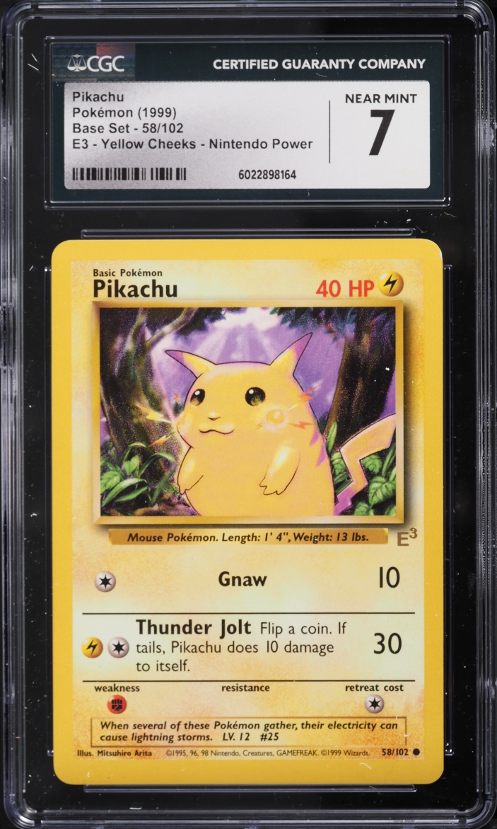 1999 Pokemon Base Set E3 Nintendo Power Yellow Cheeks Pikachu #58 CGC 7 NRMT