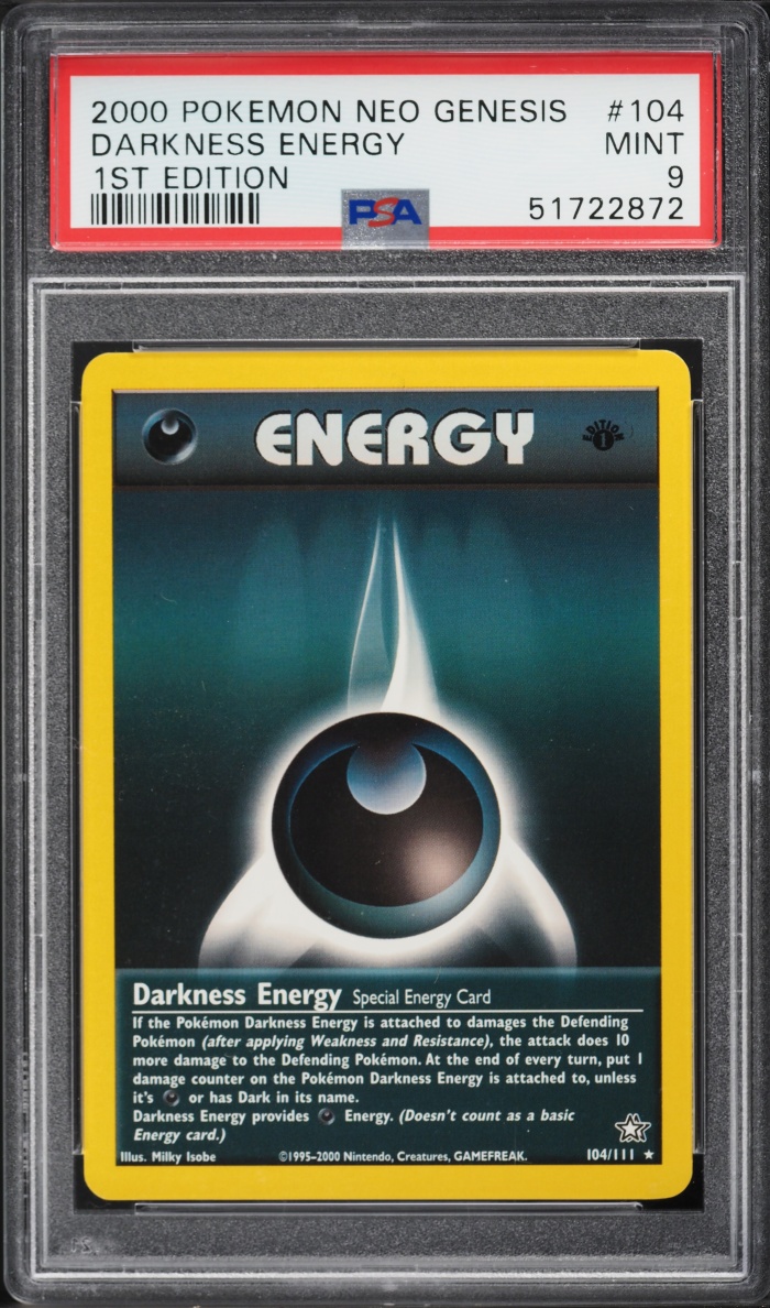 2000 Pokemon Neo Genesis 1st Edition Darkness Energy #104 PSA 9 MINT