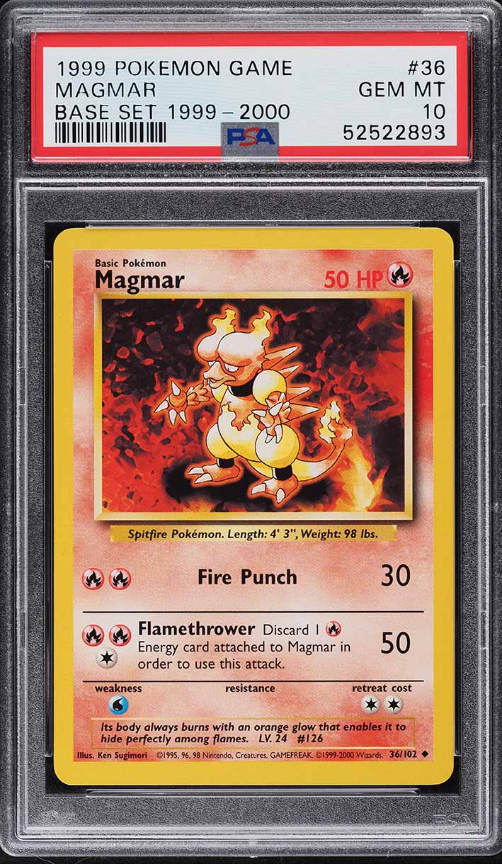 1999 Pokemon Base Set Magmar #36 PSA 10 GEM MINT