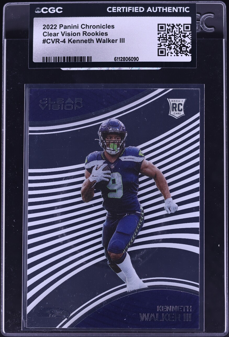 2022 Panini Chronicles Clear Vision Kenneth Walker III ROOKIE #CVR-4 CGC AUTH