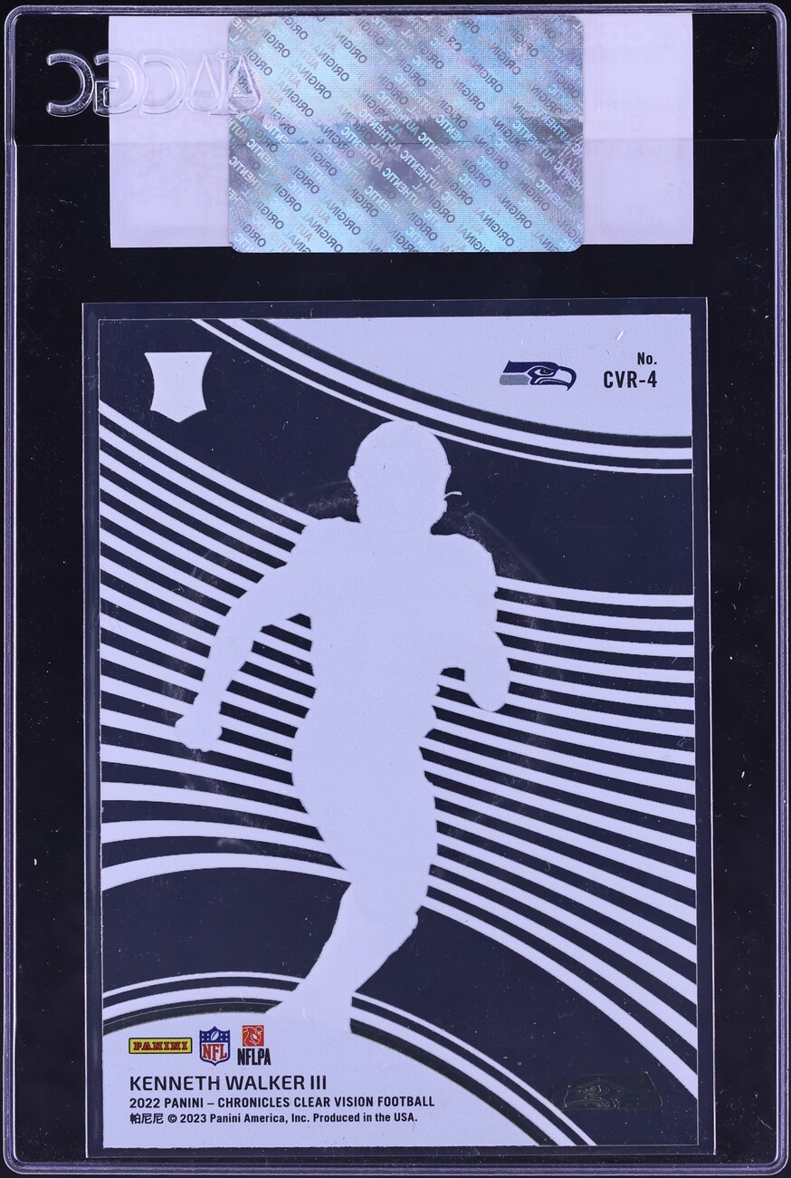 2022 Panini Chronicles Clear Vision Kenneth Walker III ROOKIE #CVR-4 CGC AUTH