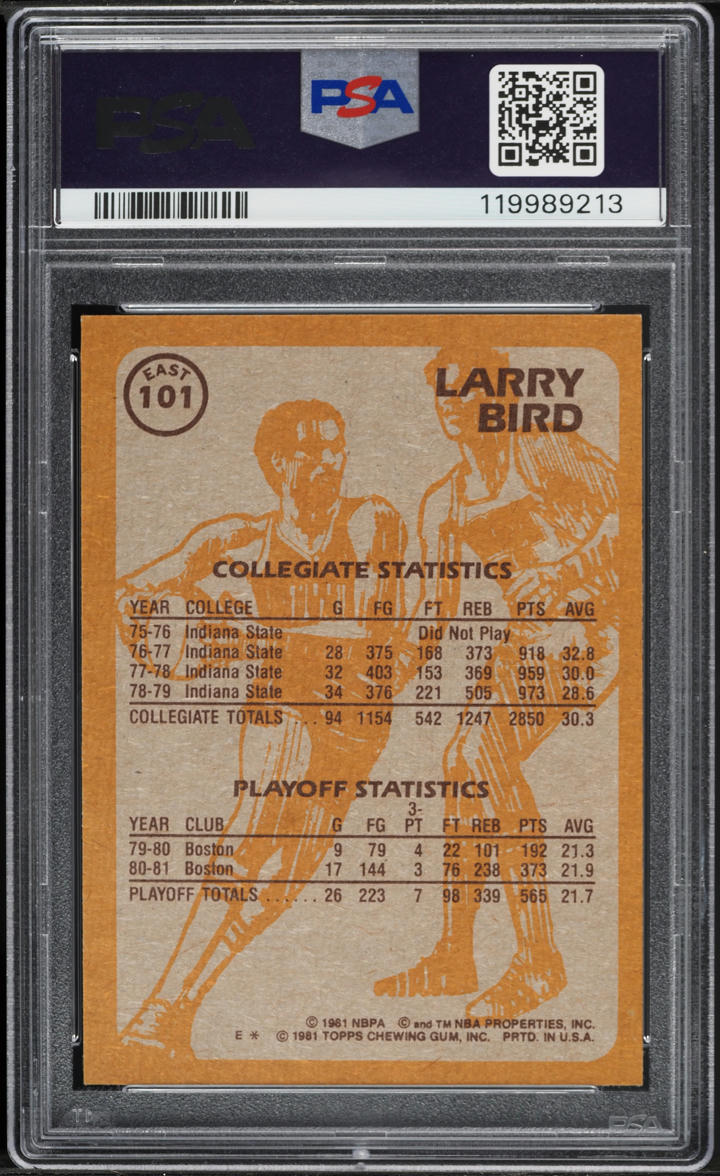 1981 Topps East Larry Bird #101 PSA 5 EX