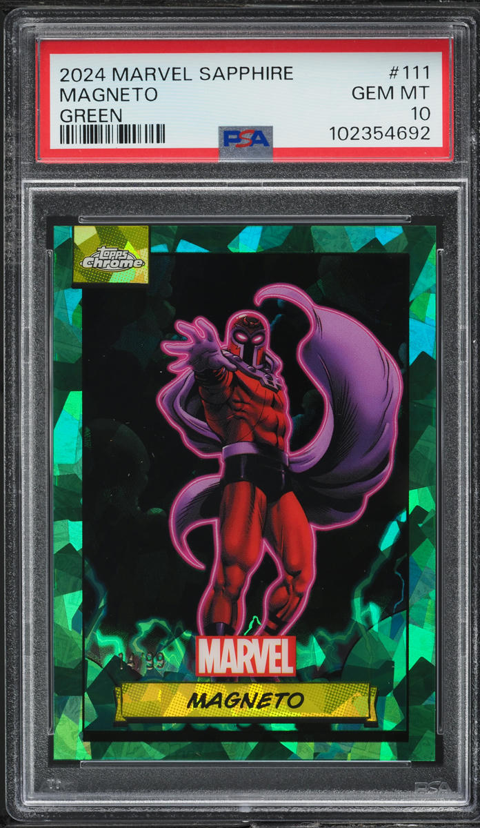 2024 Topps Chrome Marvel Sapphire Edition Green Magneto /99 #111 PSA 10 GEM MINT