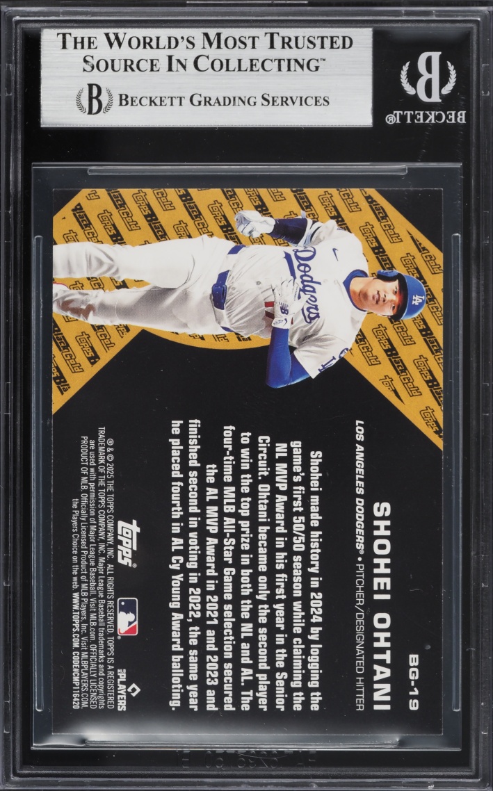 2025 Topps Update Black Gold Shohei Ohtani #BG19 BGS 8.5 NM-MT+