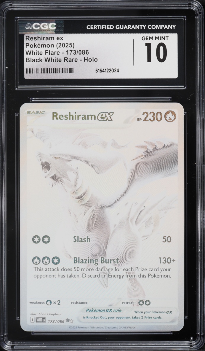 2025 Pokemon Scarlet & Violet White Flare BWR Reshiram ex #173 CGC 10 GEM MINT