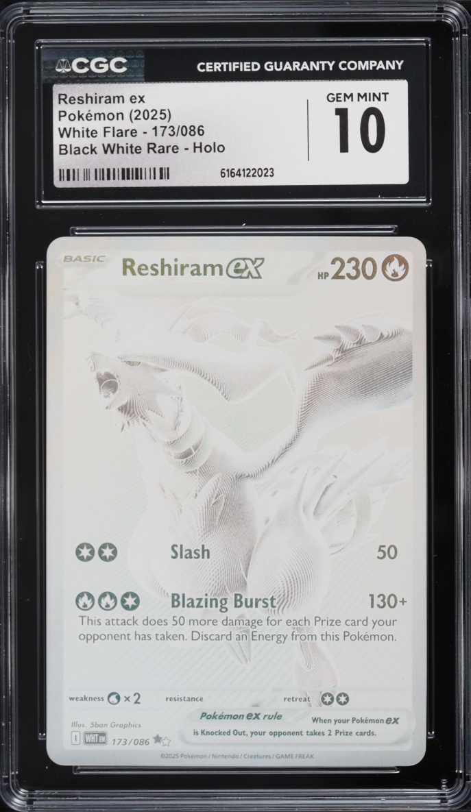 2025 Pokemon Scarlet & Violet White Flare BWR Reshiram ex #173 CGC 10 GEM MINT