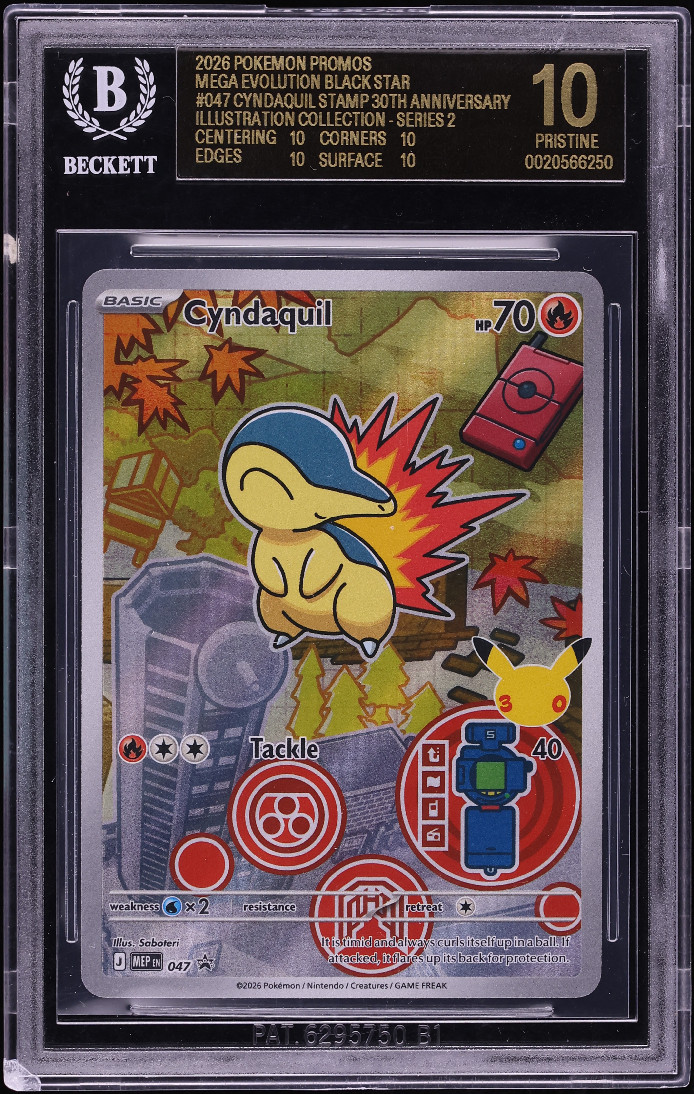 2026 Pokemon Mega Promo First Partner Illustration S2 Full Art Cyndaquil #47 BGS 10 BLACK LABEL