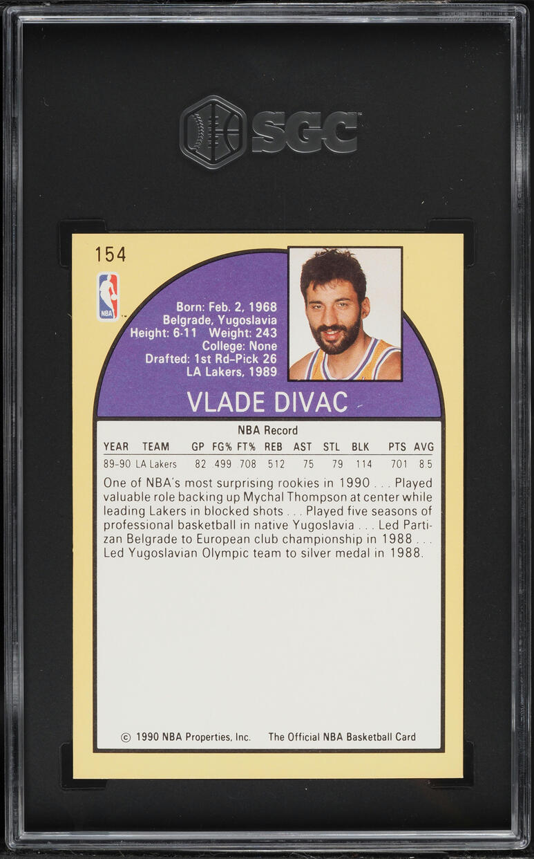 1990 Hoops Vlade Divac ROOKIE #154 SGC 8.5 NM-MT+