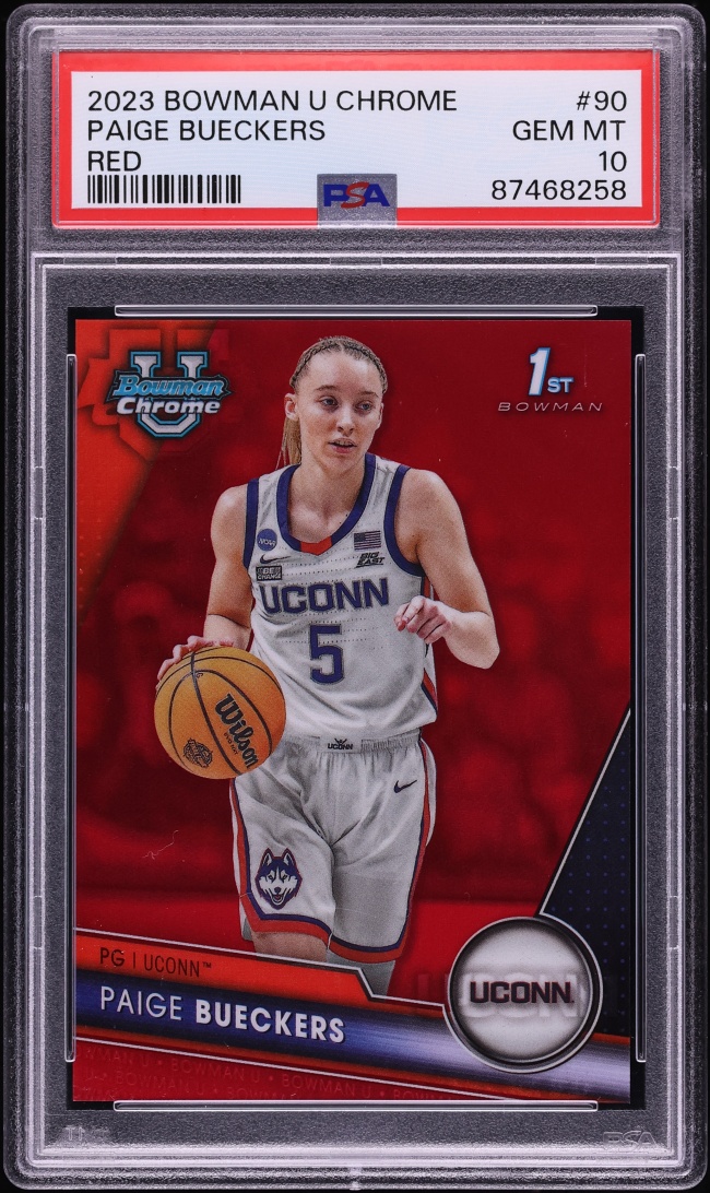 2023 Bowman Chrome University Red Refractor Paige Bueckers ROOKIE 5/5 #90 PSA 10 GEM MINT