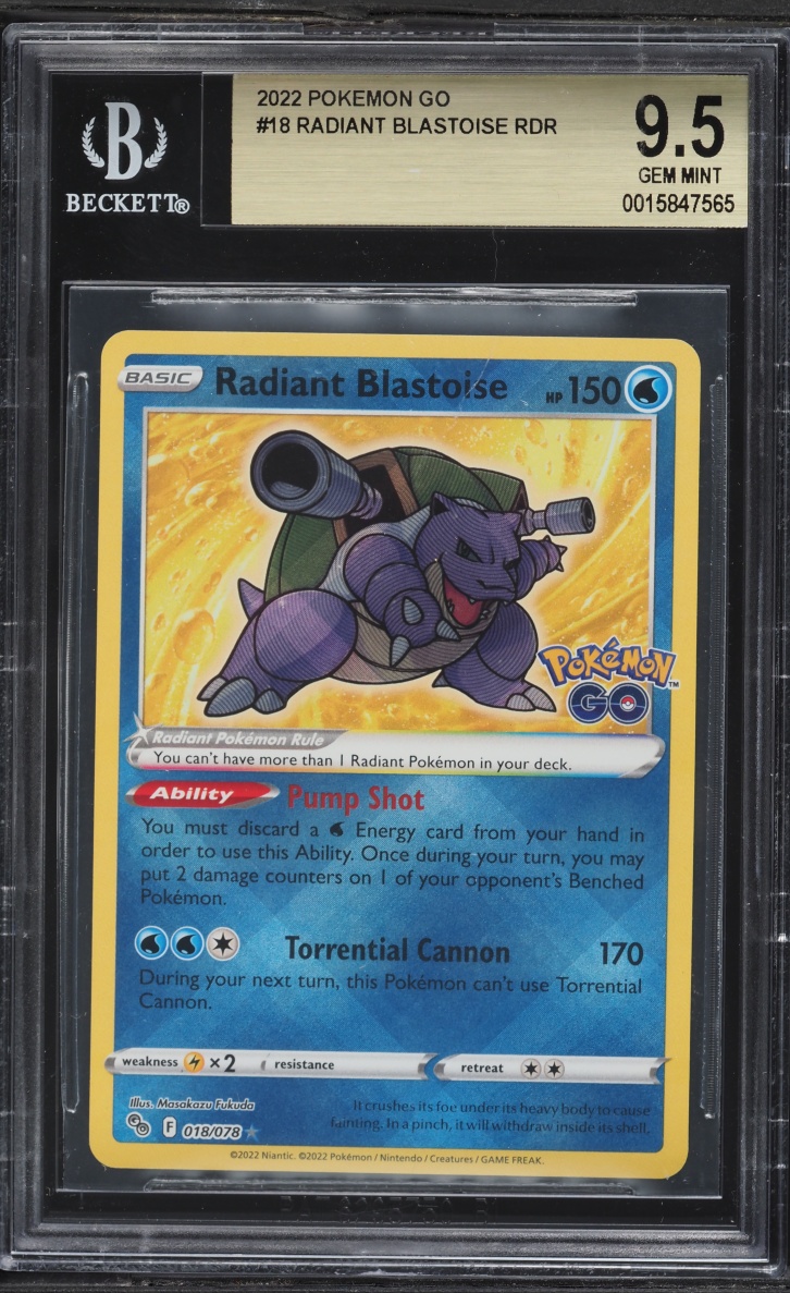 2022 Pokemon Sword & Shield Pokemon GO Radiant Blastoise #18 BGS 9.5 GEM MINT
