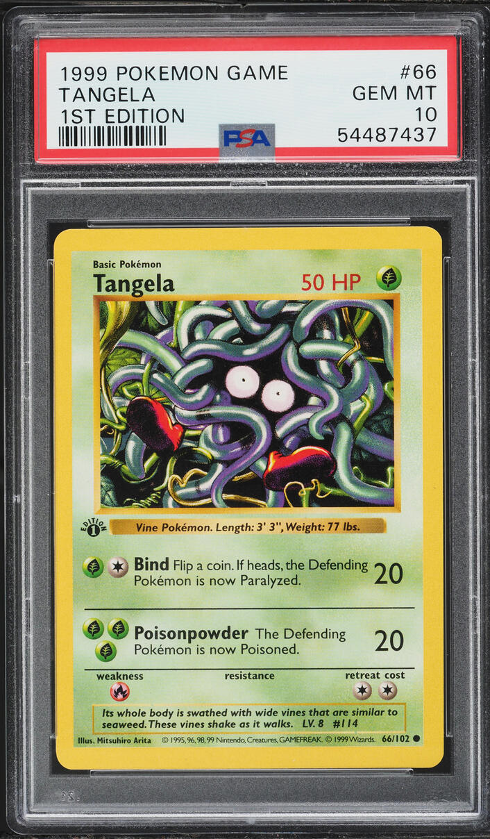 1999 Pokemon Base Set Shadowless 1st Edition Tangela #66 PSA 10 GEM MINT