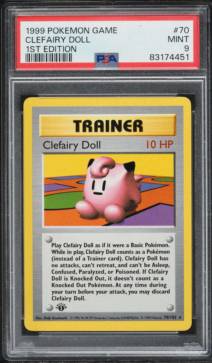 1999 Pokemon Base Set 1st Edition Clefairy Doll #70 PSA 9 MINT