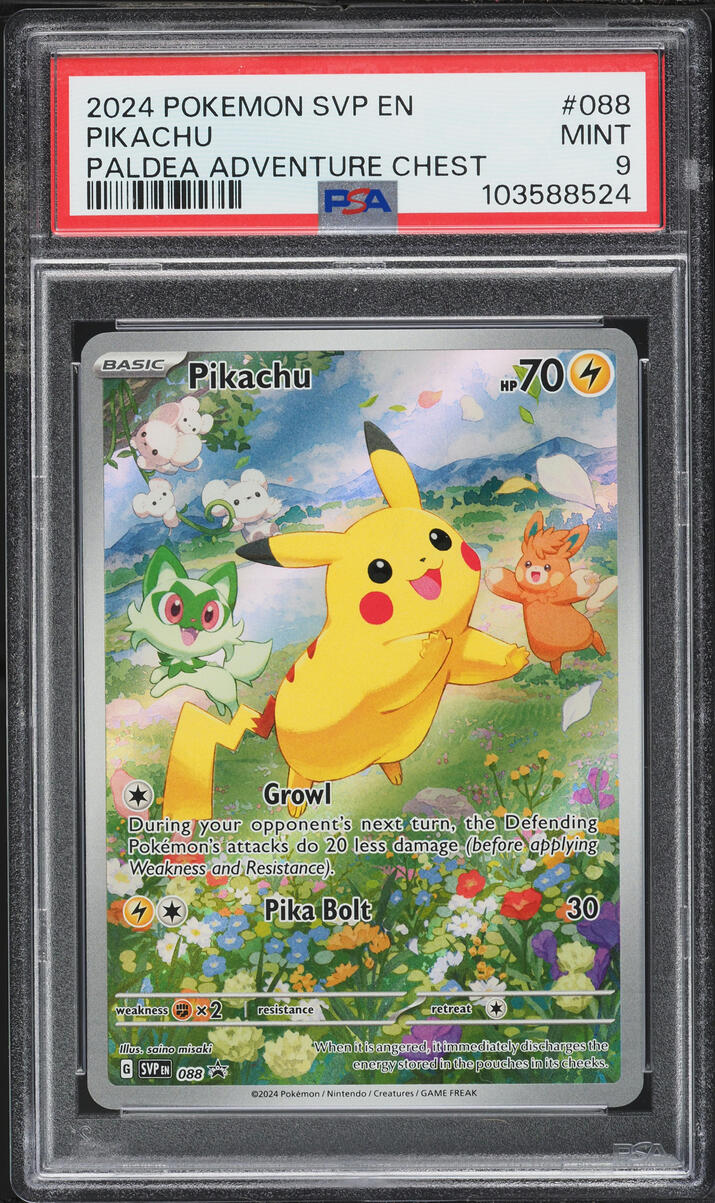 2024 Pokemon Scarlet & Violet Promo Paldea Adventure Chest Full Art Pikachu #88 PSA 9 MINT