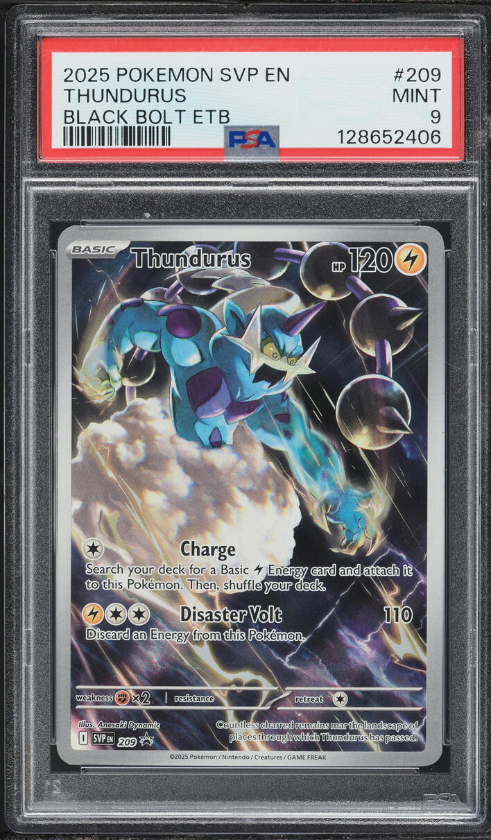 2025 Pokemon Scarlet & Violet Black Star Promo Black Bolt ETB Thundurus #209 PSA 9 MINT
