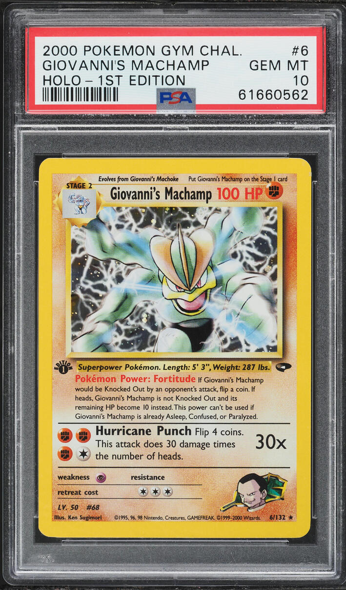 2000 Pokemon Gym Challenge 1st Edition Holo Giovanni's Machamp #6 PSA 10 GEM MINT