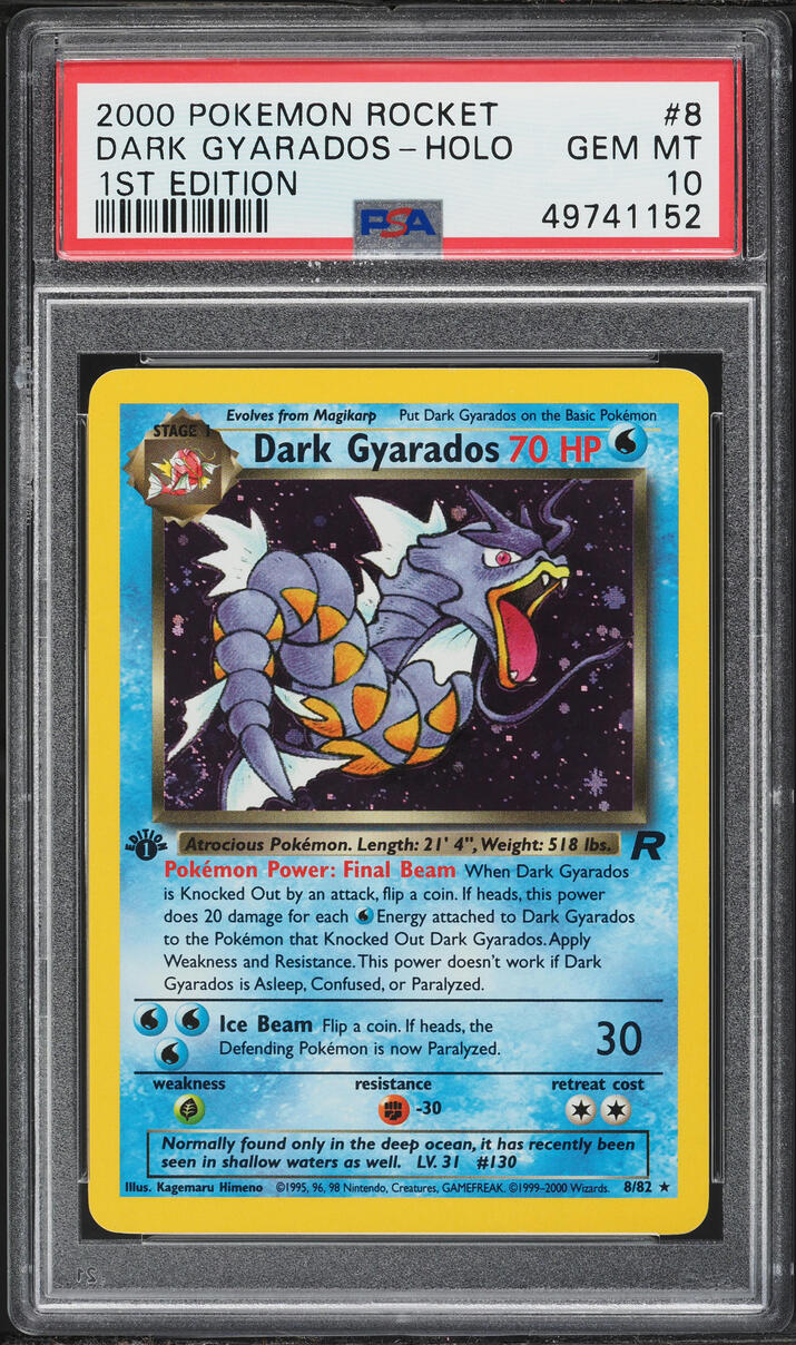 2000 Pokemon Team Rocket 1st Edition Holo Dark Gyarados #8 PSA 10 GEM MINT