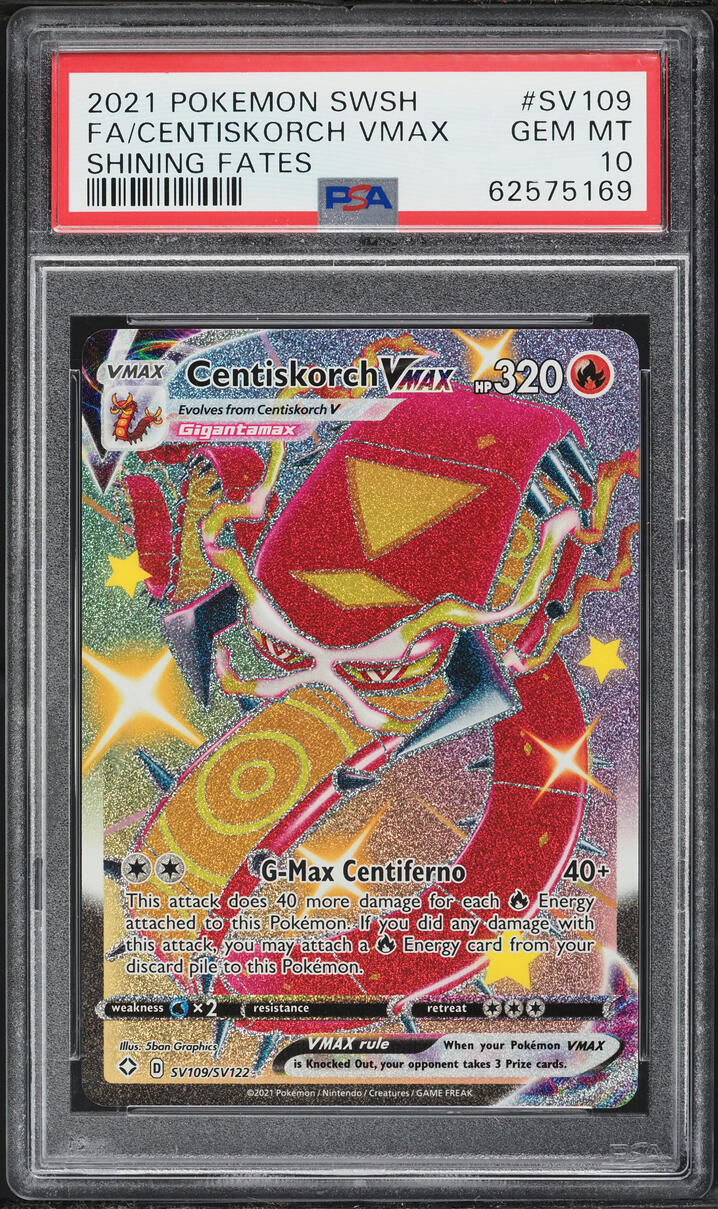 2021 Pokemon SWSH Shining Fates Full Art Centiskorch VMAX #SV109 PSA 10 GEM MINT
