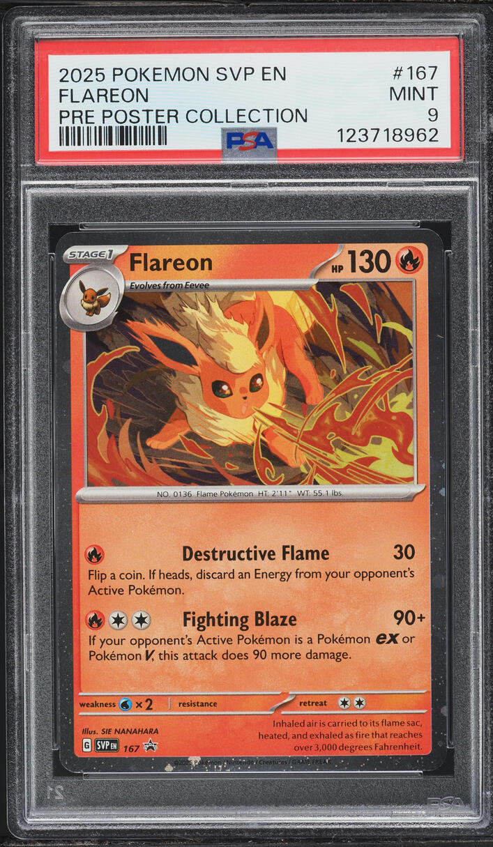 2025 Pokemon SV Promo Prismatic Evolutions Poster Collection Flareon #167 PSA 9 MINT