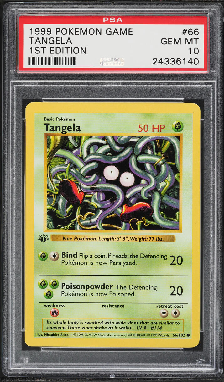 1999 Pokemon Base Set Shadowless 1st Edition Tangela #66 PSA 10 GEM MINT