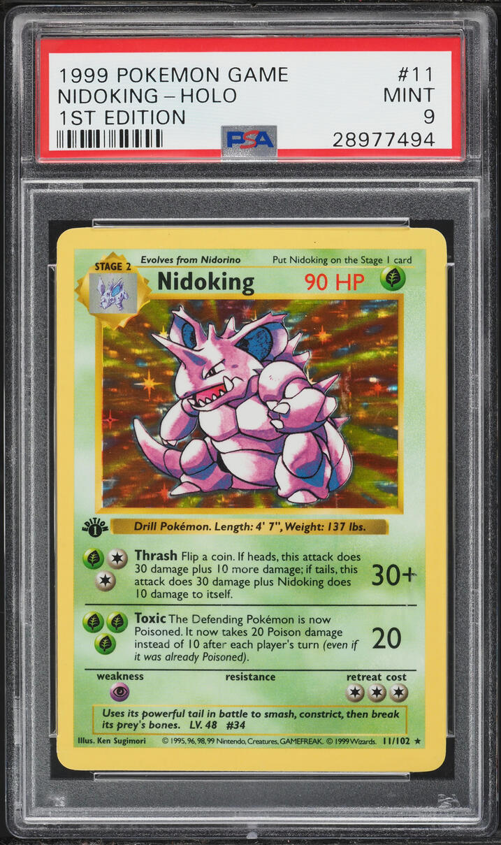 1999 Pokemon Base Set Shadowless 1st Edition Holo Nidoking #11 PSA 9 MINT