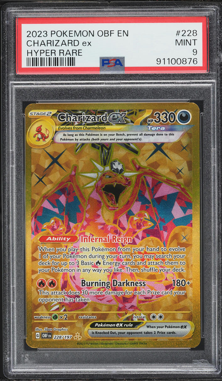 2023 Pokemon Scarlet & Violet Obsidian Flames Full Art Charizard EX #228 PSA 9 MINT