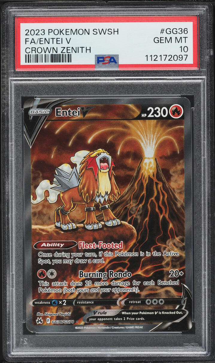 2023 Pokemon Sword & Shield Crown Zenith Alt Art Entei V #GG36 PSA 10 GEM MINT