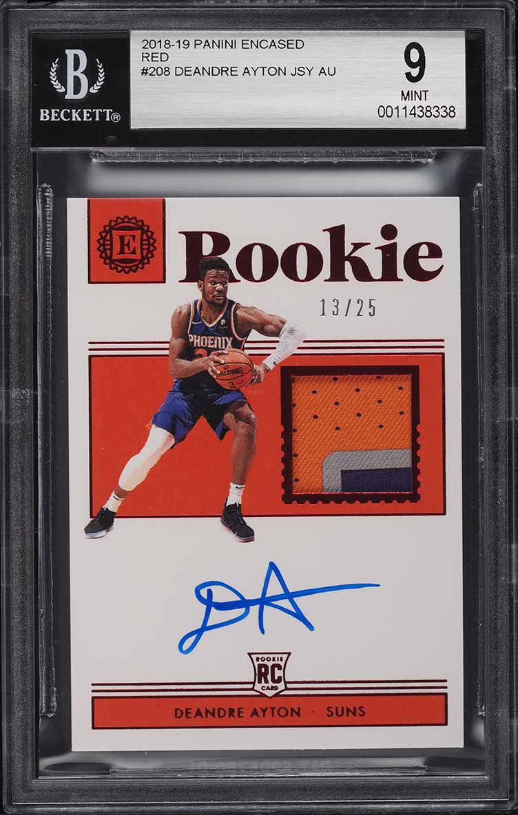 2018 Panini Encased Red DeAndre Ayton ROOKIE RC PATCH AUTO /25 #208 BGS 9 MINT