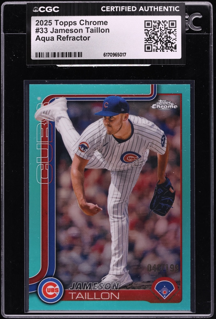 2025 Topps Chrome Aqua Refractor Jameson Taillon /199 #33 CGC AUTH