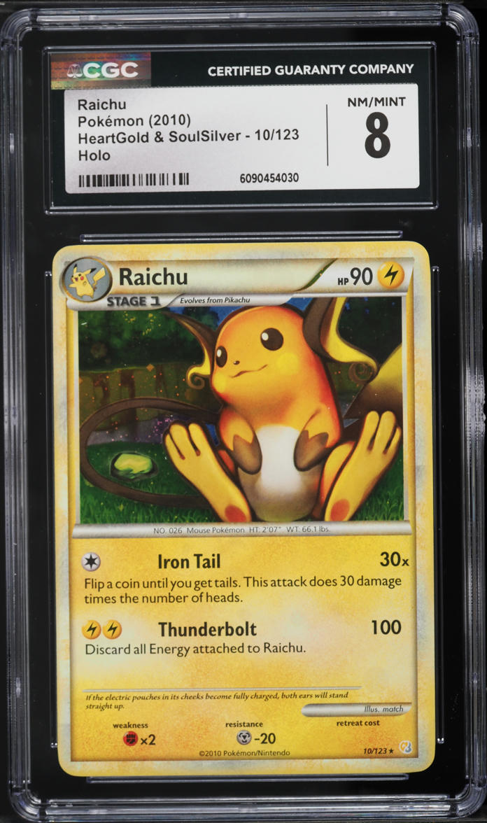 2010 Pokemon HeartGold & SoulSilver Holo Raichu #10 CGC 8 NM-MT