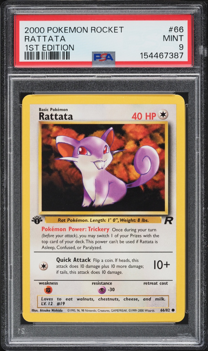 2000 Pokemon Team Rocket 1st Edition Rattata #66 PSA 9 MINT