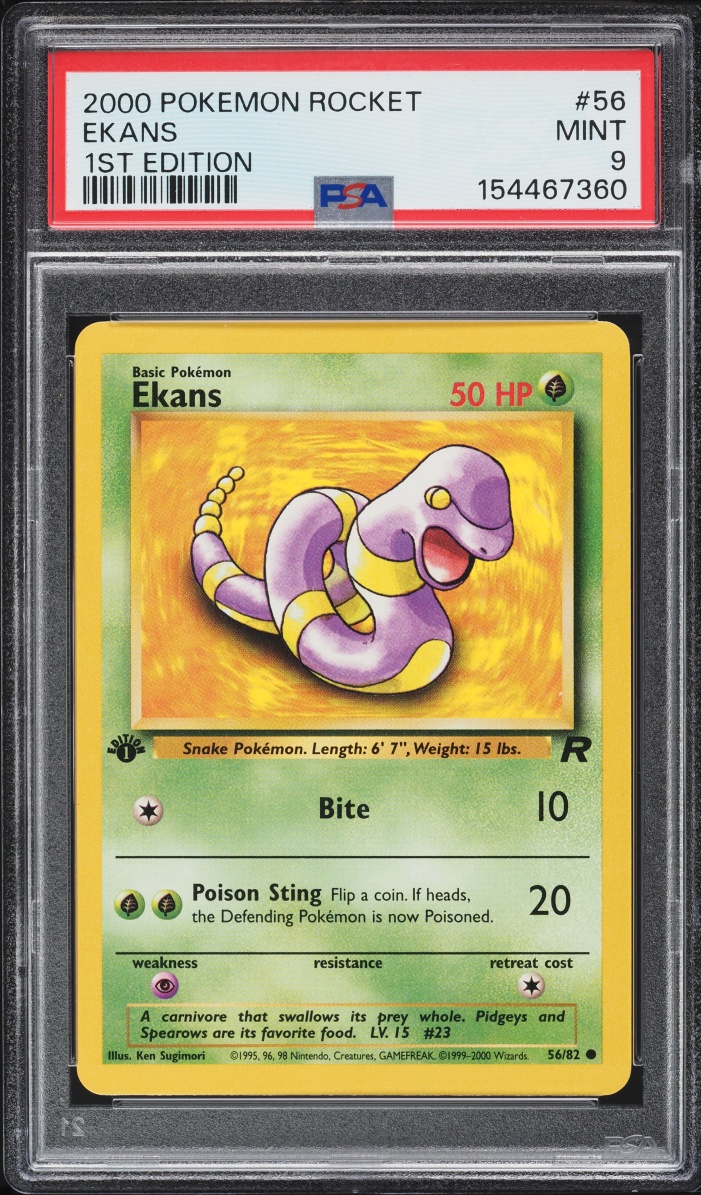 2000 Pokemon Team Rocket 1st Edition Ekans #56 PSA 9 MINT