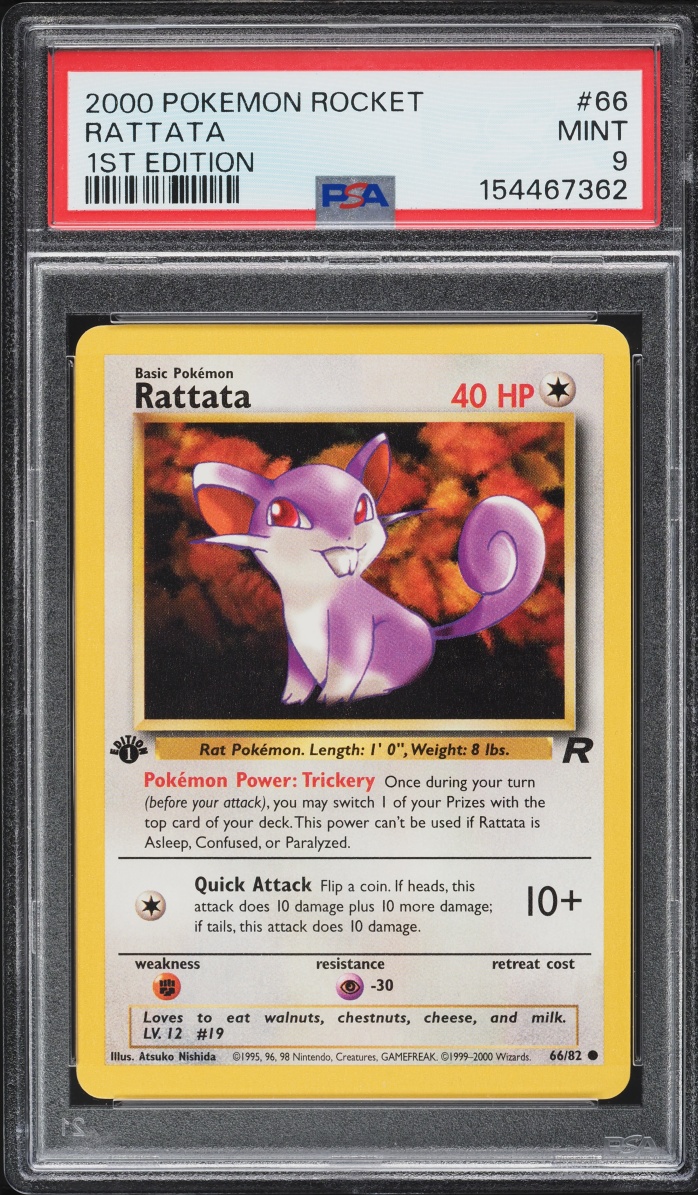 2000 Pokemon Team Rocket 1st Edition Rattata #66 PSA 9 MINT