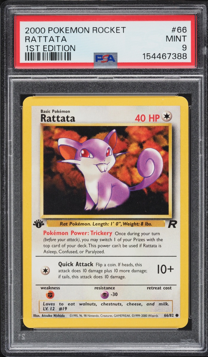2000 Pokemon Team Rocket 1st Edition Rattata #66 PSA 9 MINT