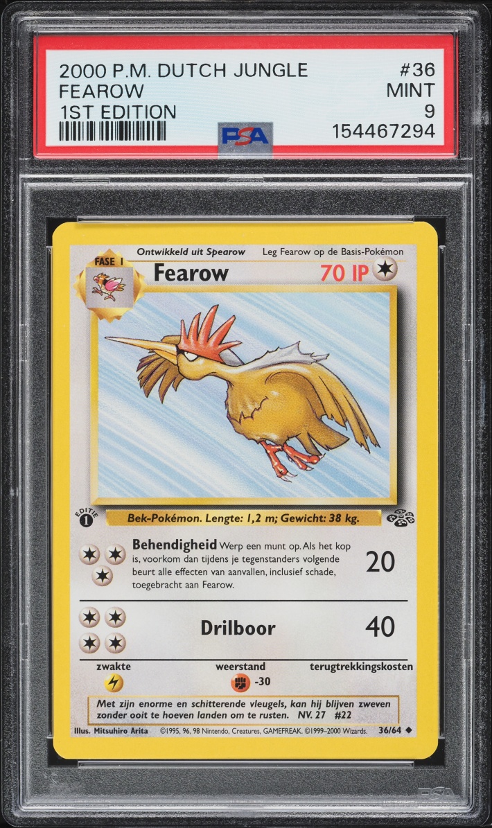2000 Pokemon Dutch Jungle 1st Edition Fearow #36 PSA 9 MINT