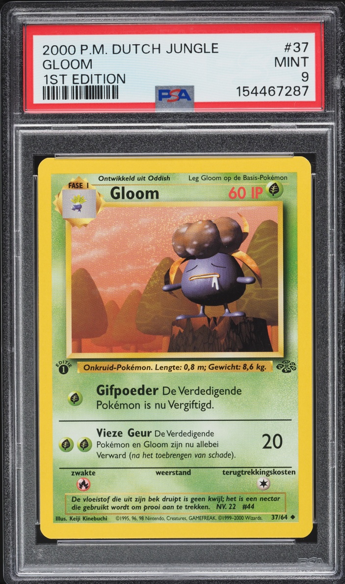2000 Pokemon Dutch Jungle 1st Edition Gloom #37 PSA 9 MINT